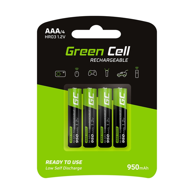 Green Cell - 4x Rechargeable Battery AAA HR03 950mAh 