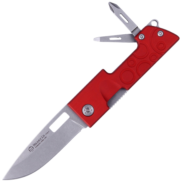 Knife Maserin D-Dut with Multi-Tool Red Aluminium, Stonewash by Bonus