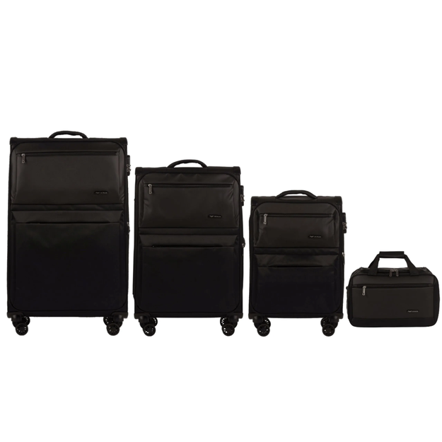 LN01, Zestaw 3 walizek (L,M,S) Wings, Black/Black+gratis torba podręczna