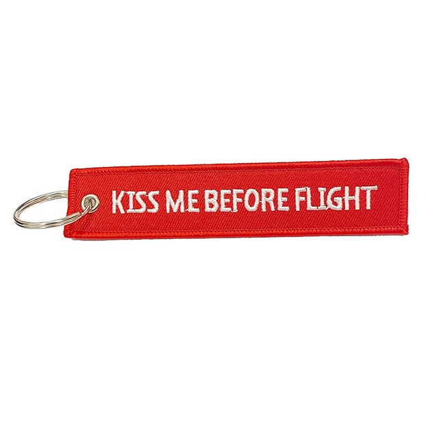 Key ring - keychain - red "Kiss Me Before Flight"