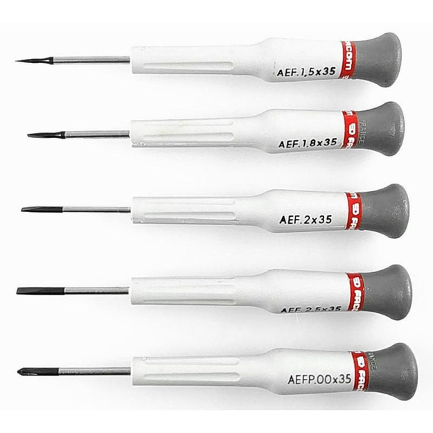 AEF.J1 - Set of 5 Micro-Tech® screwdrivers for screws with a groove and Phillips®, 1.5 - 2.5 mm and PH00