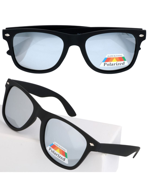 Mirror polarized wayfarer sunglasses.
