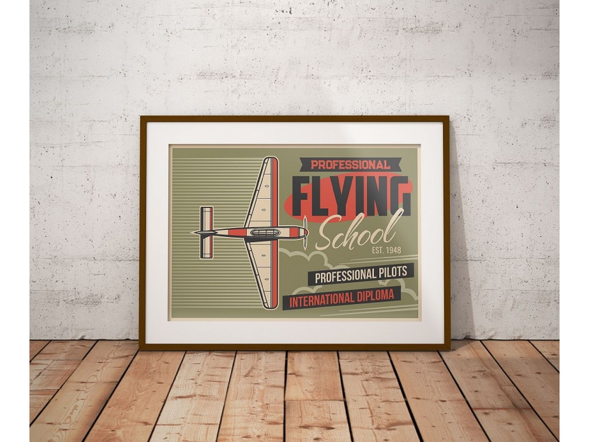 Plakat Retro Flying School