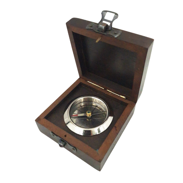 Kompas mosiężny w pudełku drewnianym - COM023G