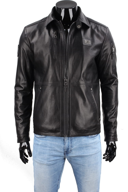 Men's Aviator Jacket in Black Natural Leather - RAD451