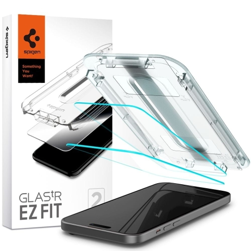 SZKŁO HARTOWANE SPIGEN GLAS.TR ”EZ FIT” 2-PACK IPHONE 15 CLEAR