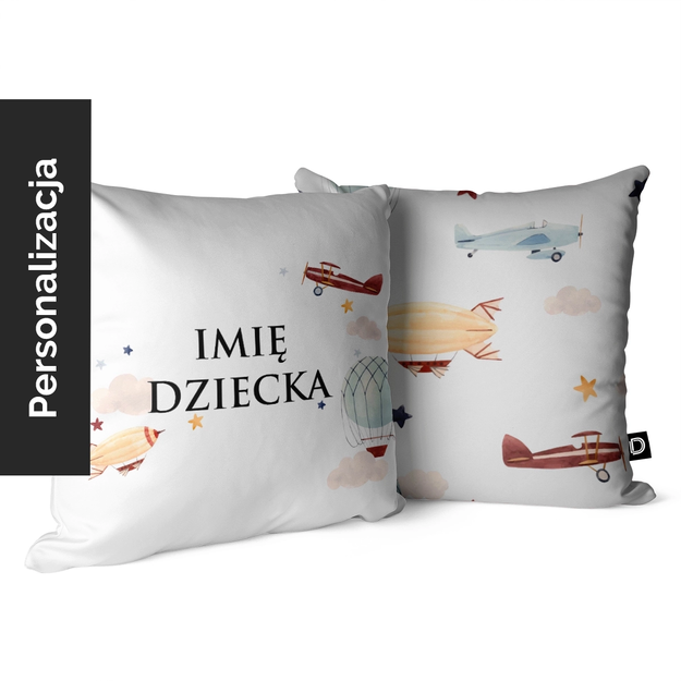 Children's Pillow UNIQUE JOURNEY Design D78 with Name | Airships and Airplanes