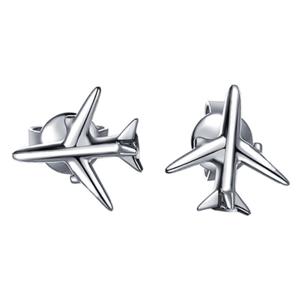 Airplane Designed Earrings Sterling Silver 925