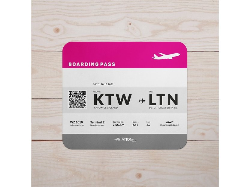 Mouse pad boarding pass