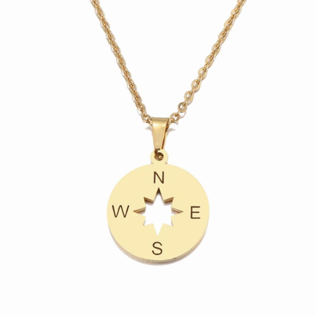 Women's gold necklace - Compass Rose