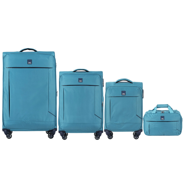 LRK01, Zestaw 3 walizek (L,M,S) Wings, Blue/Blue +gratis torba podręczna