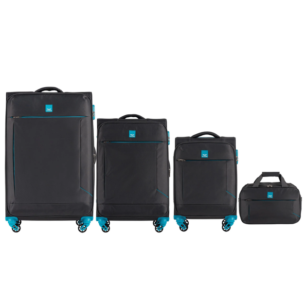LRK01, Zestaw 3 walizek (L,M,S) Wings, Grey/Blue +gratis torba podręczna