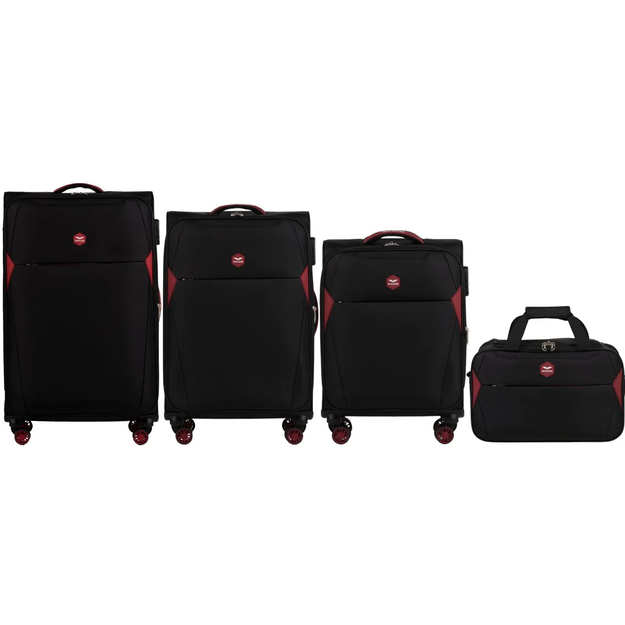 DPR01, Zestaw 3 walizek (L,M,S) Wings, Black +gratis torba podręczna