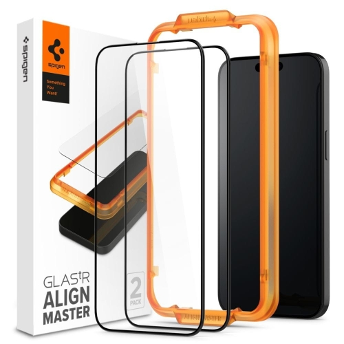 SZKŁO HARTOWANE SPIGEN ALM GLASS FC 2-PACK IPHONE 15 PRO BLACK