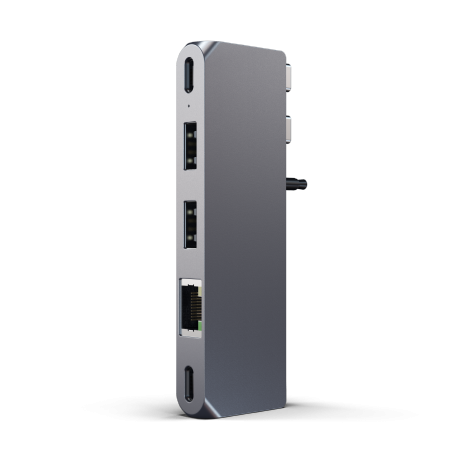 Satechi Hub mini - aluminiowy Hub z podwójnym USB-C do MacBook (2xUSB-C, 2x USB-A, Ethernet, jack port) (Pro&Air&Max) (space gray)