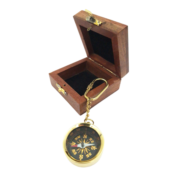 Brelok Kompas w pudełku drewnianym – NI023A