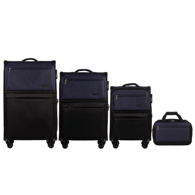LN01, Zestaw 3 walizek (L,M,S) Wings, Black/Navy +gratis torba podręczna
