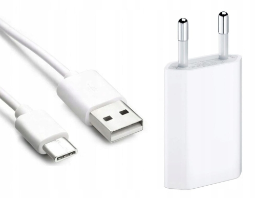 ZESTAW: Uniwersalna ładowarka sieciowa 1A + Kabel USB-C 1m