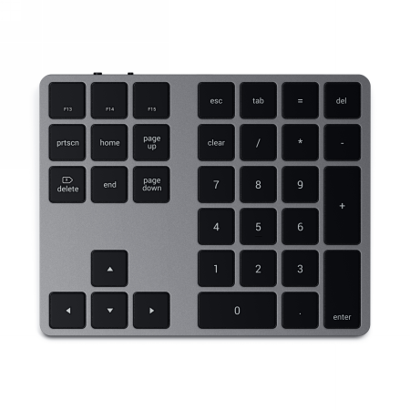 Satechi Aluminium Extended Keypad - bezprzewodowa klawiatura numeryczna z wbudowanymi skrótami klawiszowymi Bluetooth (space gray)