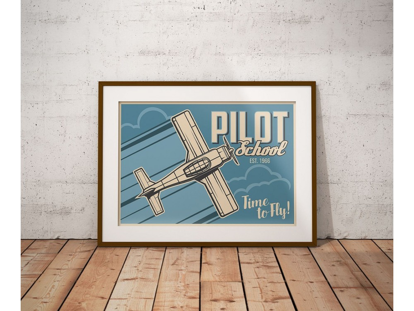 Plakat Retro Pilot School