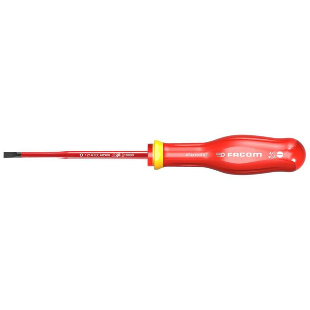 AT4X100TVE - Insulated 1000V Protwist® Screwdriver for Slotted Screws, Thin Tip, 4x100 mm