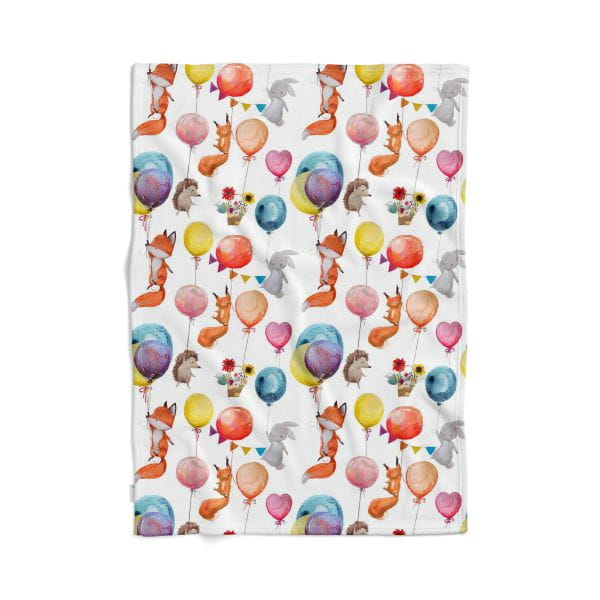 Plush Blanket for Children - Design D12 | Animals and Balloons