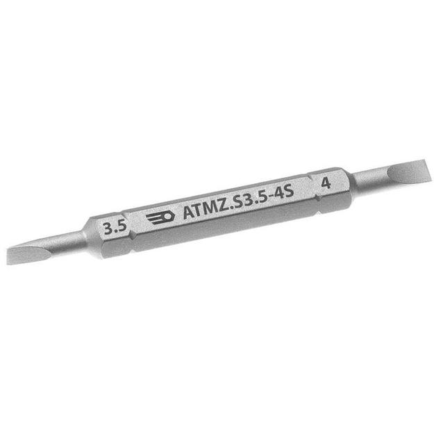 ATMZ.S3.5-4S - Doppelseitiger 1/4"-Bit für Schlitzschrauben, 3,5 - 4 mm, 67 mm.