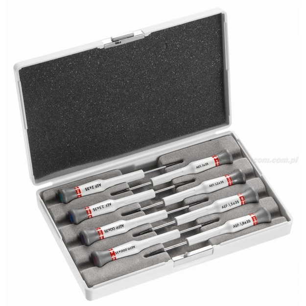 AE.J1 - Set of 8 Micro-Tech® Screwdrivers with Interchangeable Tips for Slotted and Phillips® Screws, 1 - 2.5 mm and PH000 - PH00.