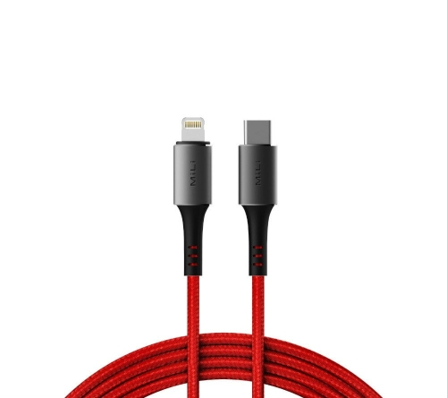 MiLi Braided USB-C Lightning MFI Cable Red (30min=50%)