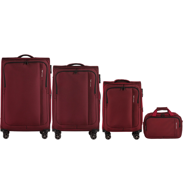AVC01, Zestaw 3 walizek (L,M,S) Wings, Red/Black +gratis torba podręczna