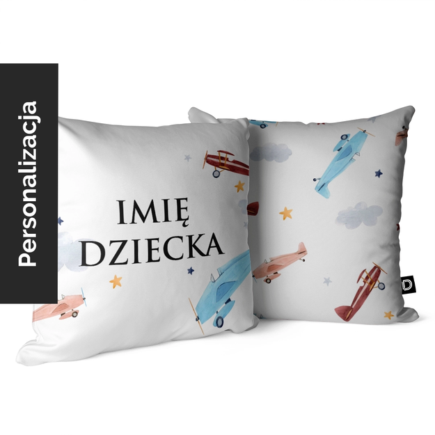 Children's Pillow UNIQUE JOURNEY Design D72 with Name | Airplanes and Clouds