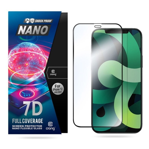 Crong 7D Nano Flexible Glass - Niepękające szkło hybrydowe 9H na cały ekran iPhone 12 Pro Max