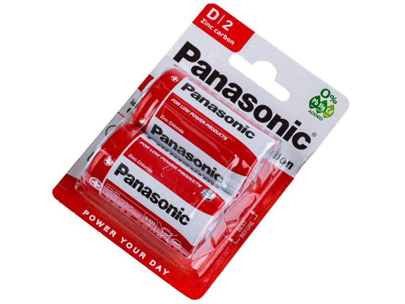 Bateria Cynkowo-węglowa Panasonic 1,5V R20 - Blister 2 Sztuki