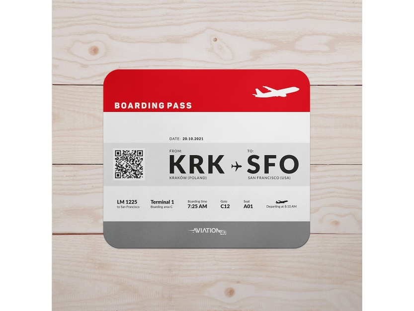 Mouse pad boarding pass