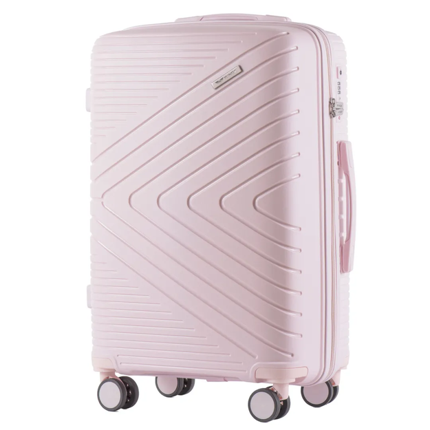 DQ181-05, walizka podróżna Wings M, White Pink POLIPROPYLE