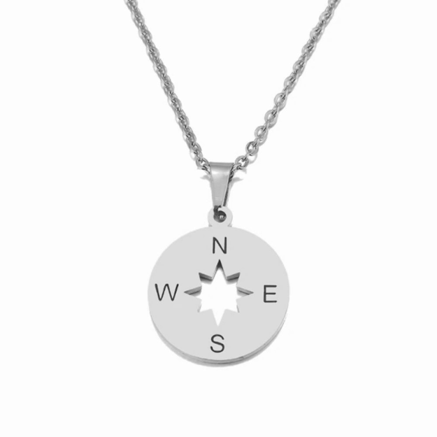 Women's silver necklace - Compass Rose