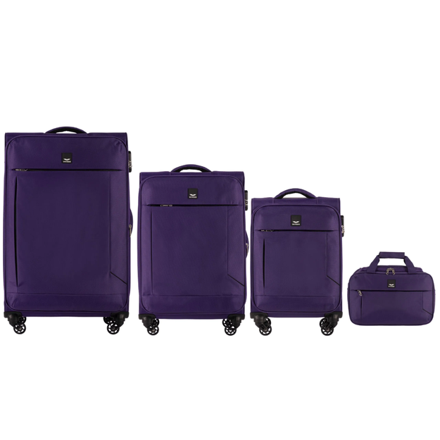 LRK01, Zestaw 3 walizek (L,M,S) Wings, Purple/Black +gratis torba podręczna