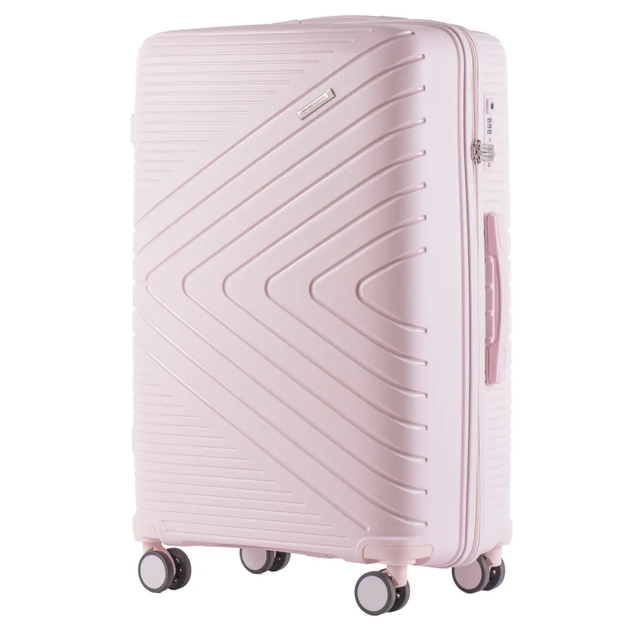 DQ181-05, walizka podróżna Wings L, White Pink POLIPROPYLE