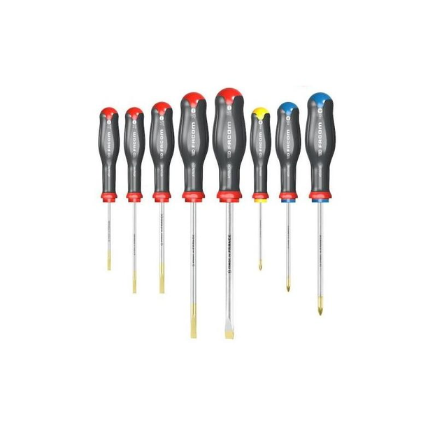 AT.8PB - Set of 8 Protwist® screwdrivers for screws with grooves and Phillips® and Pozidriv® cross-head screws, 3.5 - 8 mm, PH0, PZ1 - PZ2
