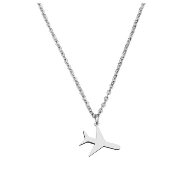 Women's silver necklace - Airplane