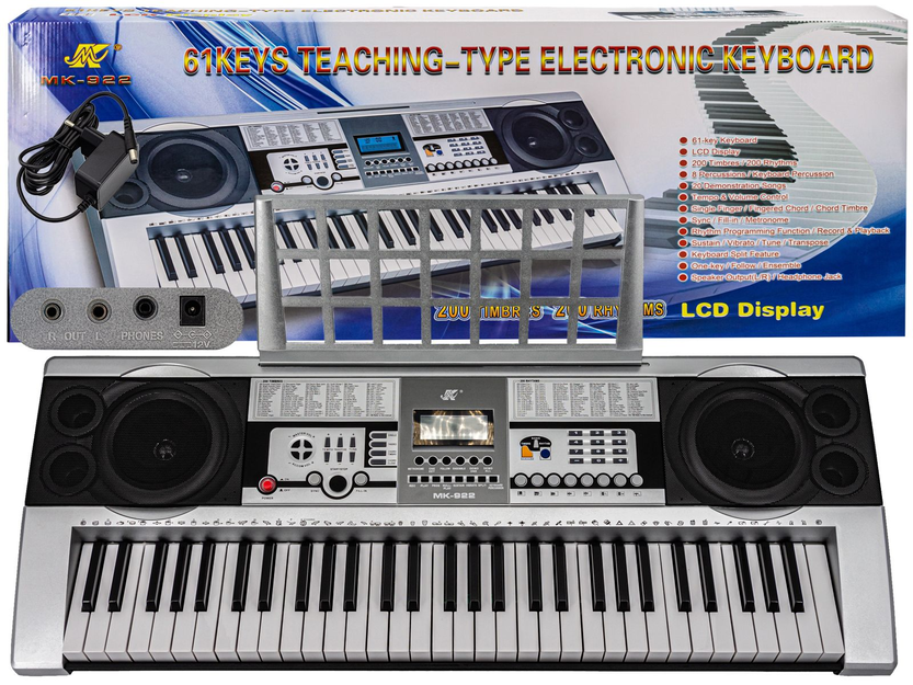 Keyboard MK-922 - duży wyświetlacz LCD, 61 klawiszy