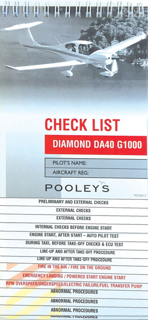 DIAMOND DA40 G1000 Checkliste