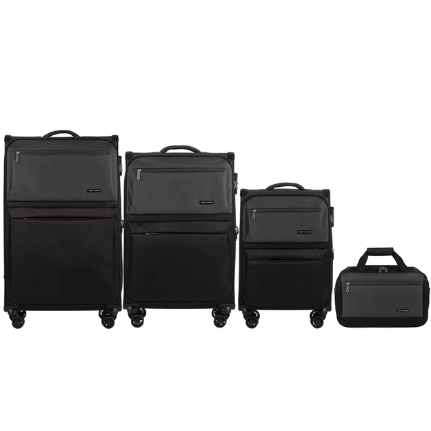 LN01, Zestaw 3 walizek (L,M,S) Wings, Black/Grey +gratis torba podręczna