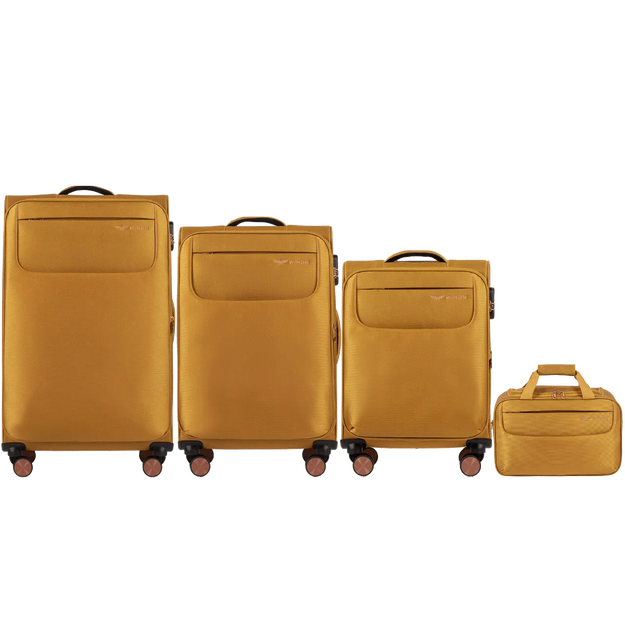 TRN01, Zestaw 3 walizek (L,M,S) Wings, Yellow +gratis torba podręczna